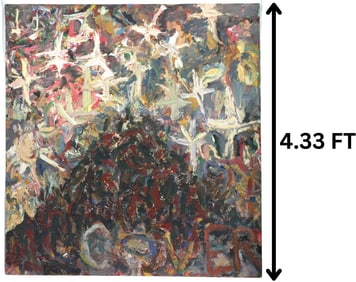 20th Century American Large Abstract Painting "Starry Night Over Mt. Tamalpais