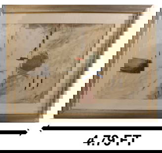 Very Large Signed Abstract Serigraph: Very Large Signed Abstract Serigraph. Framed. Titled &quot;Monument Series I&quot; in pencil bottom right. Signed indistinctly in pencil bottom left. Informative label on back from printer in Arizona