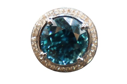 Tested 14k Gold, Diamond, And London Blue Topaz Ring - Gross 13.2 g.