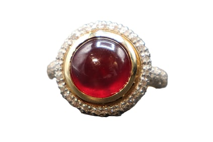 Marked 14k Gold, Diamonds, And Ruby Ring - Gross 5.6 g.