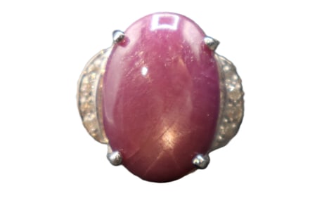 Marked 14k Gold, Diamonds, And Ruby Ring - Gross 7.7 g.