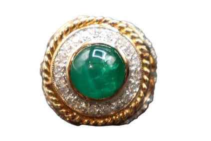 Marked 14k Gold, Diamond, And Emerald Ring - Gross 9.4 g.