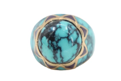 Marked 14k Gold, Lapis, and Turquoise Ring - Gross 16.3 g.