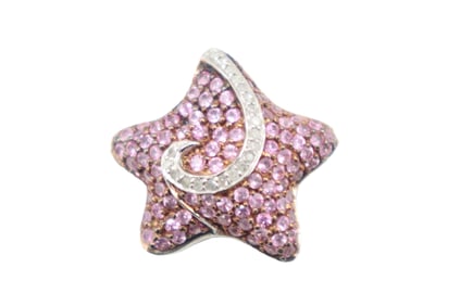 Marked 14k Gold, Diamond, and Pink Topaz Pendant - Gross 5.6 g.