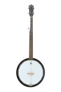 Ridgeland Remo Banjo and Case: Ridgeland Remo Banjo and Case. Size: 40 x 14 3/4 x 5 in. &nbsp; Remo banjos are distinctive stringed instruments crafted by Remo Inc., a company best known for its innovative drumheads but also recogn