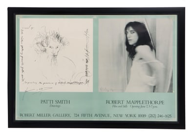 Signed and Framed Robert Mapplethorpe and Patti Smith Exhibition Advertisement