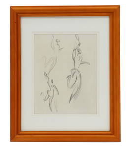 Joseph Lipas (20th/21st Century) American, Pencil Sketch "The Tennist": Joseph Lipas (20th/21st Century) American, Pencil Sketch &quot;The Tennist&quot;. Gestural pencil sketches of a tennis player mid-swing. With Certificate of Authenticity verso. Dated 2005. Provenance: