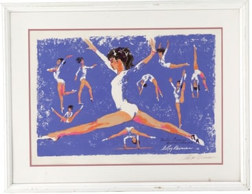 LeRoy Neiman, Signed Limited Edition Serigraph of Nadia Comenci, Montreal Olympics 1976