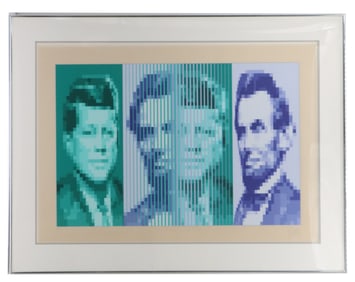 Jean-Pierre Vasarely (aka Yvaral) (1934–2002) French, Op Art Serigraph John F. Kennedy/Abraham
