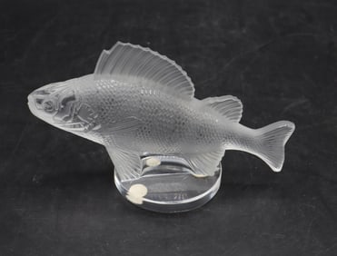 Vintage French Lalique Frosted Crystal "Perche" Fish Figurine