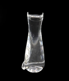 American Steuben Glass Modernist Slinky Kitty Cat Sculpture