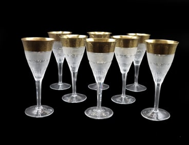 (8) Moser Cut Crystal Splendid Gold Claret Wine Glass