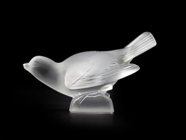 French Lalique Frosted Crystal Art Glass Bird Figurine