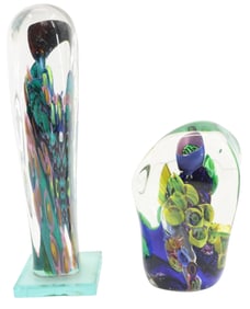 Mike Carney (20th Century) American, (2) Signed Vitra Glass Studio Art Pieces