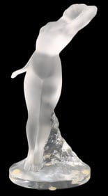Lalique France Glass Crystal Female Dancer, Dans Beige
