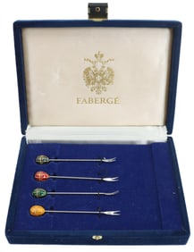 Imperial Faberge Enameled Egg Cocktail Forks