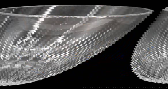 French Baccarat Crystal Massena Bowl: French Baccarat Crystal Massena Bowl. Vertical cuts along sides with a clear bottom. Marked on underside.&nbsp; Condition: Great.&nbsp; Size:&nbsp;10 x 10 x 4 1/4 in.&nbsp; &nbsp; Ba