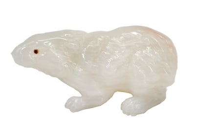 Faberge Style Carved White Nephrite Lemming