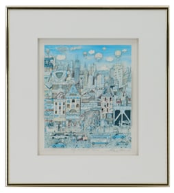 Charles Fazzino (Born 1955) American, Pop Art Cityscape Lithograph Print "My Kind of Town Town"
