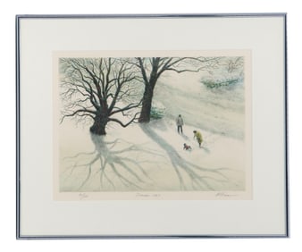 Harold Altman (1924–2003) American, Winter Landscape Lithograph Print, December 1987