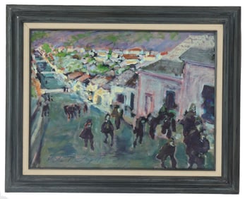 Stephen Bradley (20th Century) Signed Mexican Street Scene Oil on Canvas