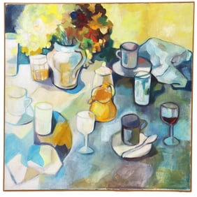 Lillian Hetherington (1929-2024) American, Oil on Canvas, "High Tea"