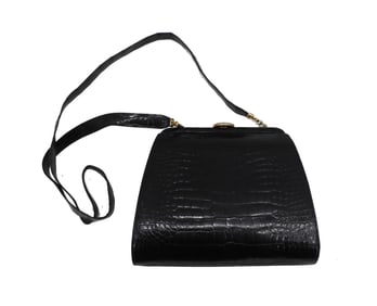 Susan Bennis Warren Edwards Black Leather Shoulder Bag