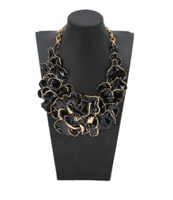 Oscar de la Renta Enamel and Copper Floral Necklace