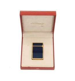 S.T. Dupont Gold Plated and Blue Lacquer Lighter