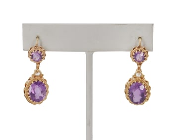 14k Gold and Amethyst Earrings - Gross 8.3 g.