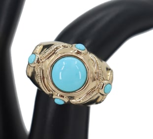 Tested 14k and Turquoise Ring - Gross 4.8 g.