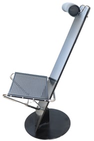 Swedish Borge Lindau Black Leather and Metal Chair