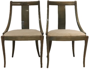 (2) Paco Capdell Spanish Sage Green Lacquered Chairs