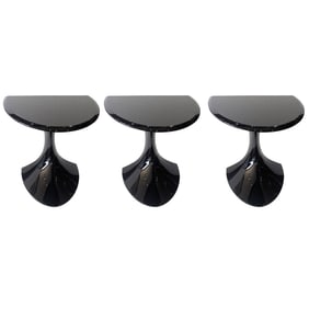 Group of 3 Modern Curved Black Space Age Style End Tables