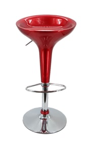 Modern Sleek Red and Chrome Bar Stool