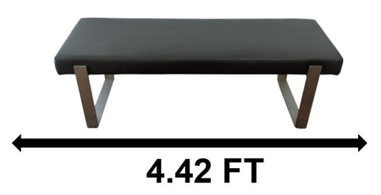 American Designed Vant Leather Bedroom Bench - Brushed Nickel Legs