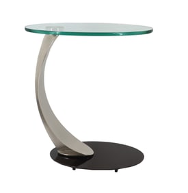 Modern Chrome / Glass Scoop Accent Table