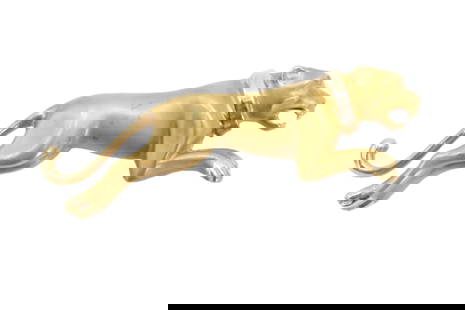 14k Gold Italian Pendant/Brooch - Gross 7.7 g.: 14k Gold Italian Pendant/Brooch. Marked on back. 14k yellow gold. Shaped like a panther. Can be worn as a brooch or a pendant. Size: 1 3/4 x 3/4 in. 