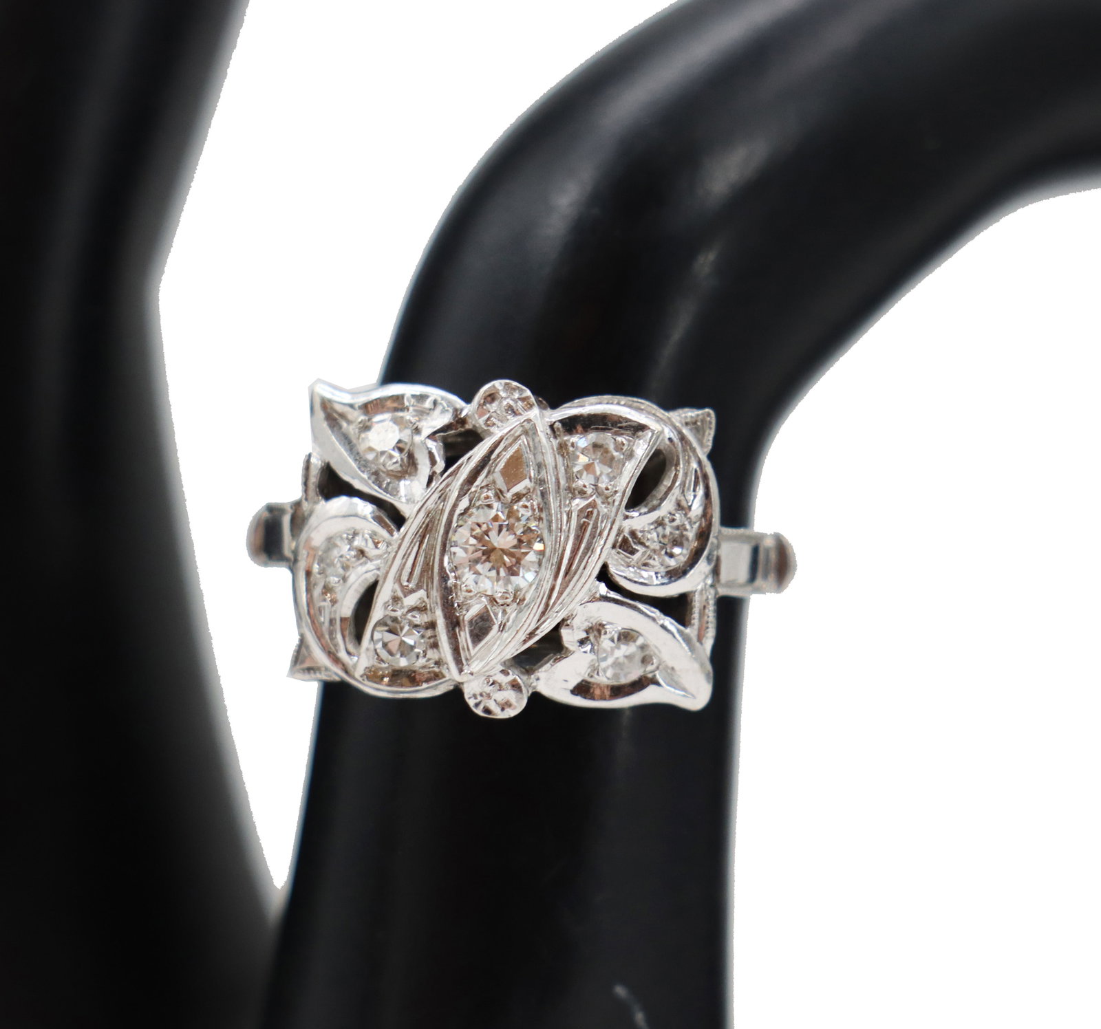 Marked 14k Gold Multi-Diamond Ring - Gross 3.3 g. (1 of 13)