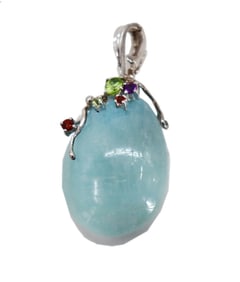 Tested 14k Gold And Precious Stone Cabochon Pendant