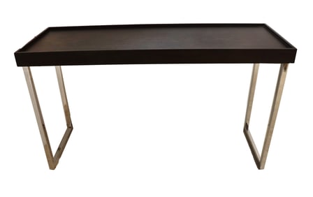 Modern Chrome and Black Wood-Look Low Table or Bench