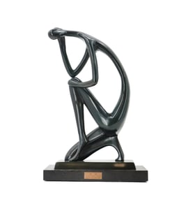 K. S. Lee (20th Century) Korean, Abstract Metal Sculpture "The Thinker"