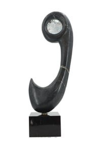Abstract Black Marble and Art Glass Statue