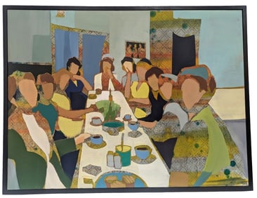 Genna Grushovenko Oil on Canvas Titled Ladies Luncheon 2009