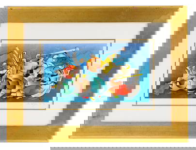 David Schluss (Born 1943) Israeli/American, Signed and Numbered Serigraph: David Schluss (Born 1943) Israeli/American, Signed and Numbered Serigraph. Depicts an abstract quintet gleefully playing their instruments. Signed in pencil bottom right. Numbered 291/350 in pencil bo