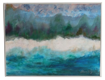Frank Stanley (20th/21st Century) American, Abstract Impressionist Oil on Canvas Landscape, "Waves"