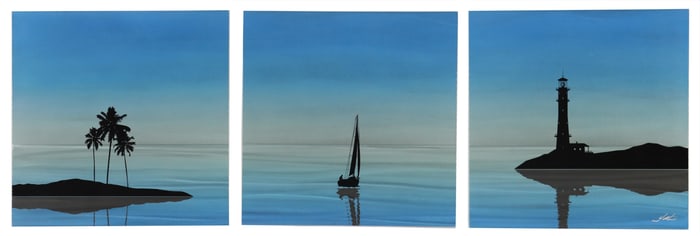 Nicholas Yust "Evening Drift 3/3" 2022 Set of Three Paintings on Aluminum.