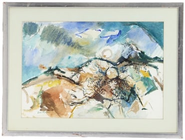 John Motian (1933-2018) American, Abstract Watercolor Landscape of the California Hills