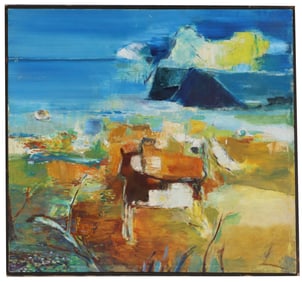 American 1960s-70s Abstract Expressionist Oil on Canvas Painting in the Style of Richard Diebenkorn