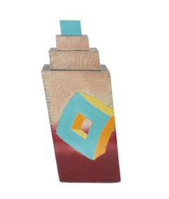 Bruce Lenore (Born 1955) American, Post Modern Ceramic Raku Lidded Sculptural Vessel